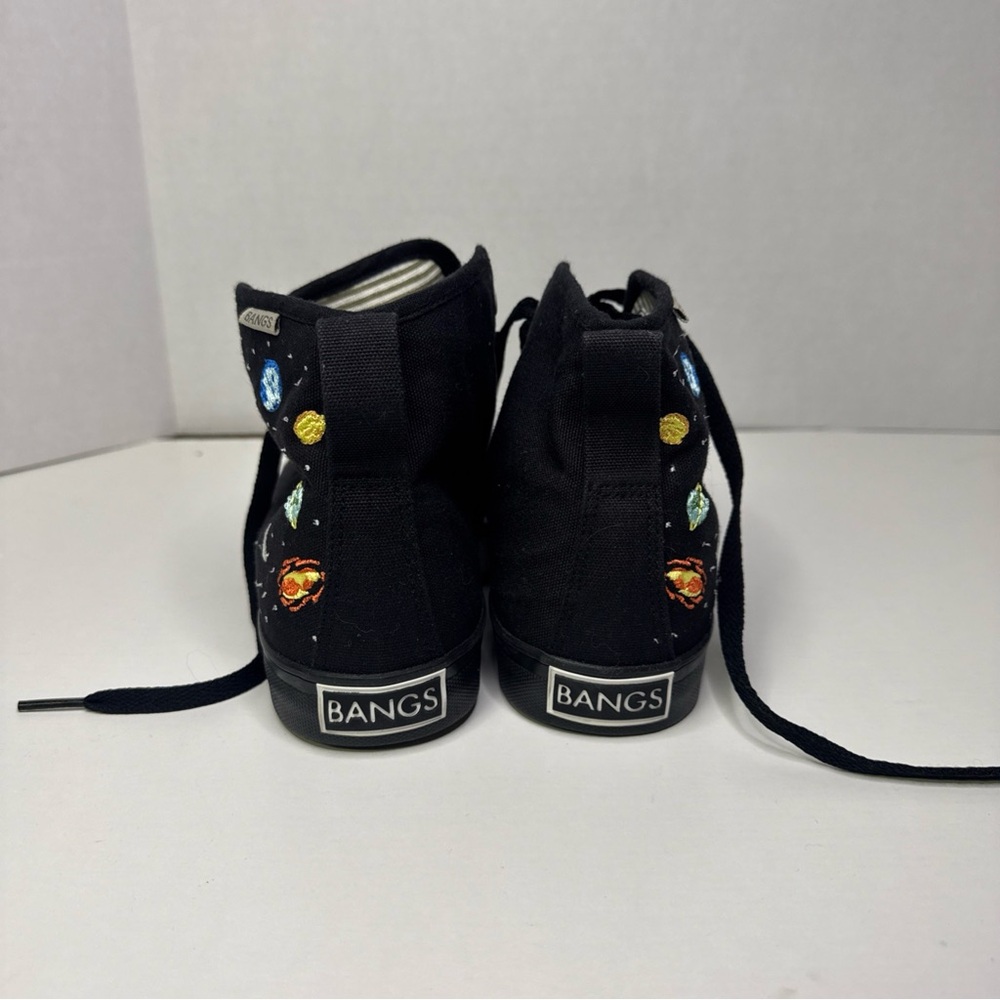 BANGS Black High-Top Sneakers with Planet Embroidery - Picture 2 of 8